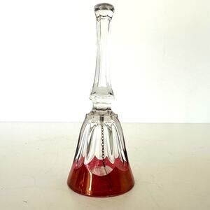 Vintage French Bayel Cristallin Cranberry / Rose Flash‎ Cut Crystal Bell 4 Inch